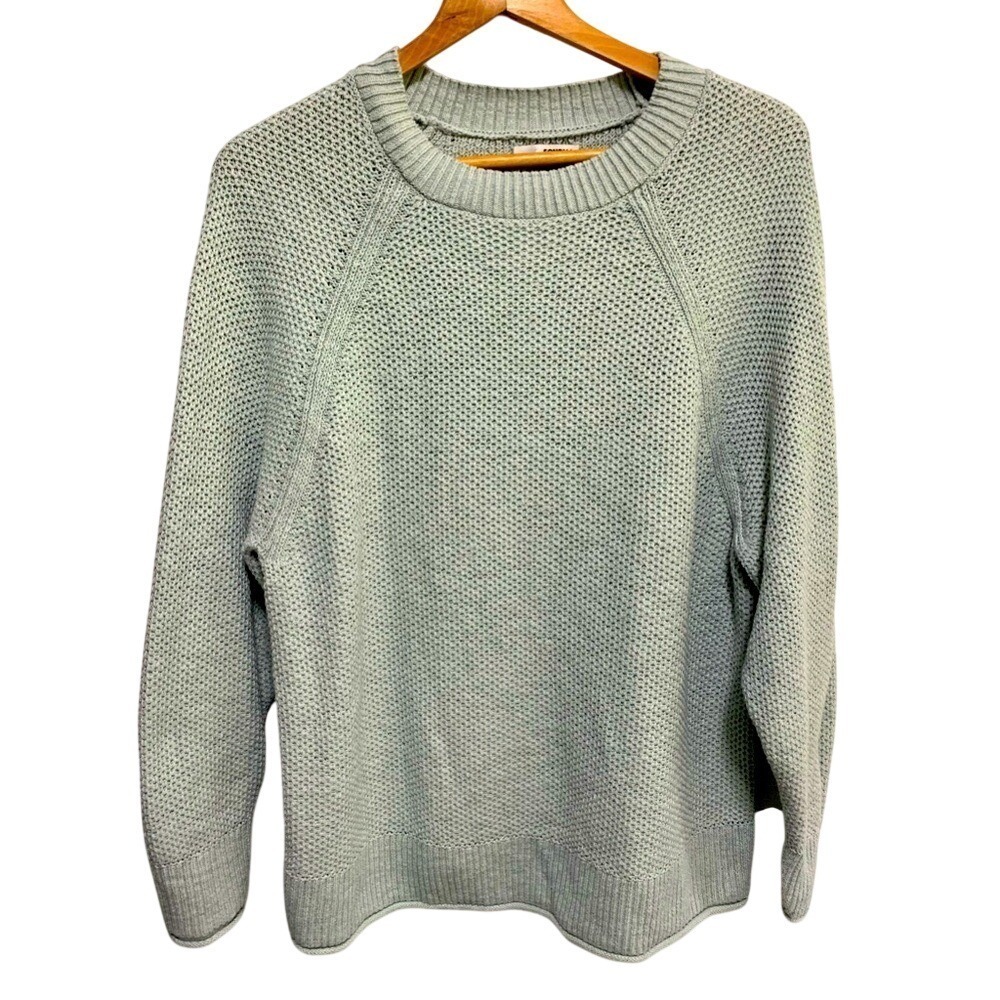 Sonoma Women's 1X Sea Foam Green Chunky Knit Long Sleeve Sweater Pullover Top